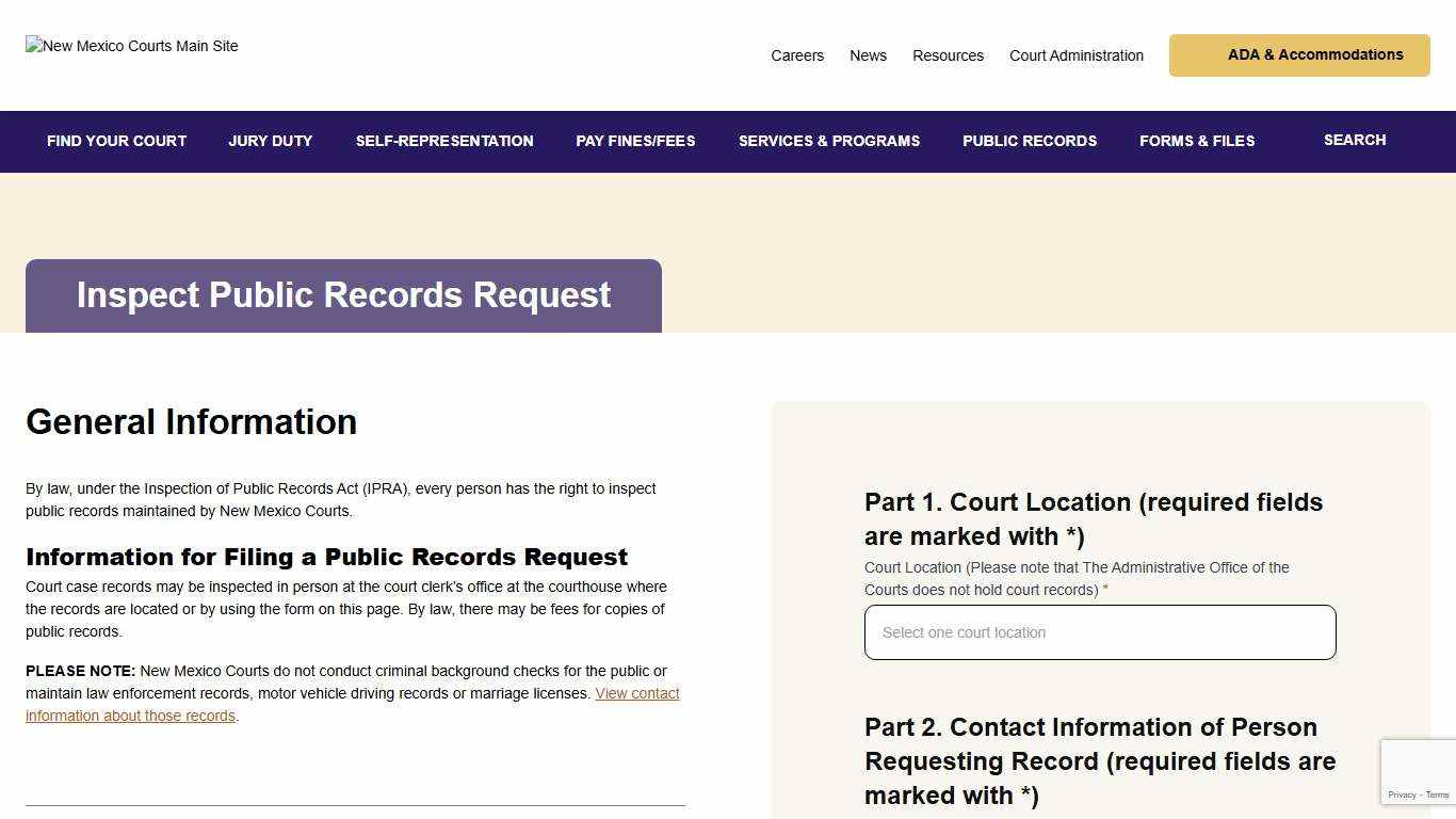 Inspect Public Records Request - IPRA