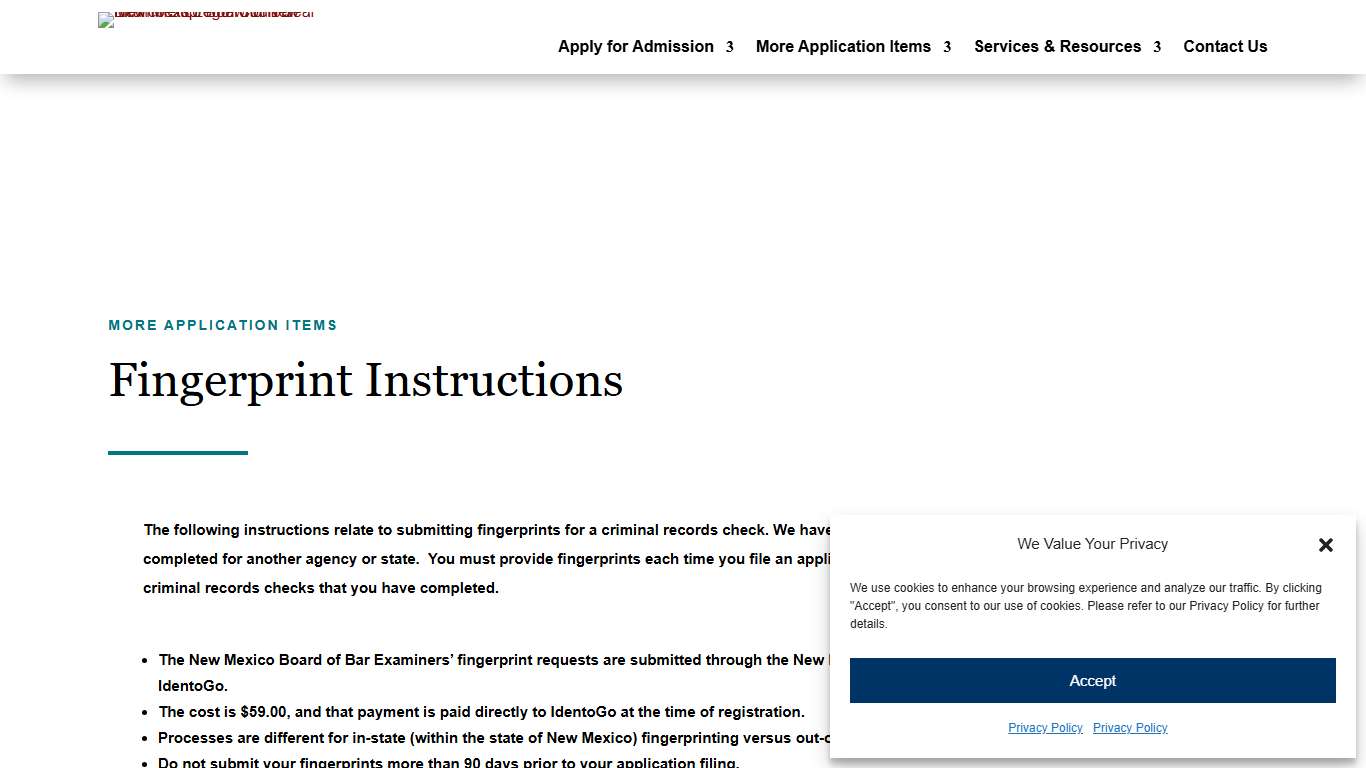 Fingerprints - New Mexico Board of Bar Examiners