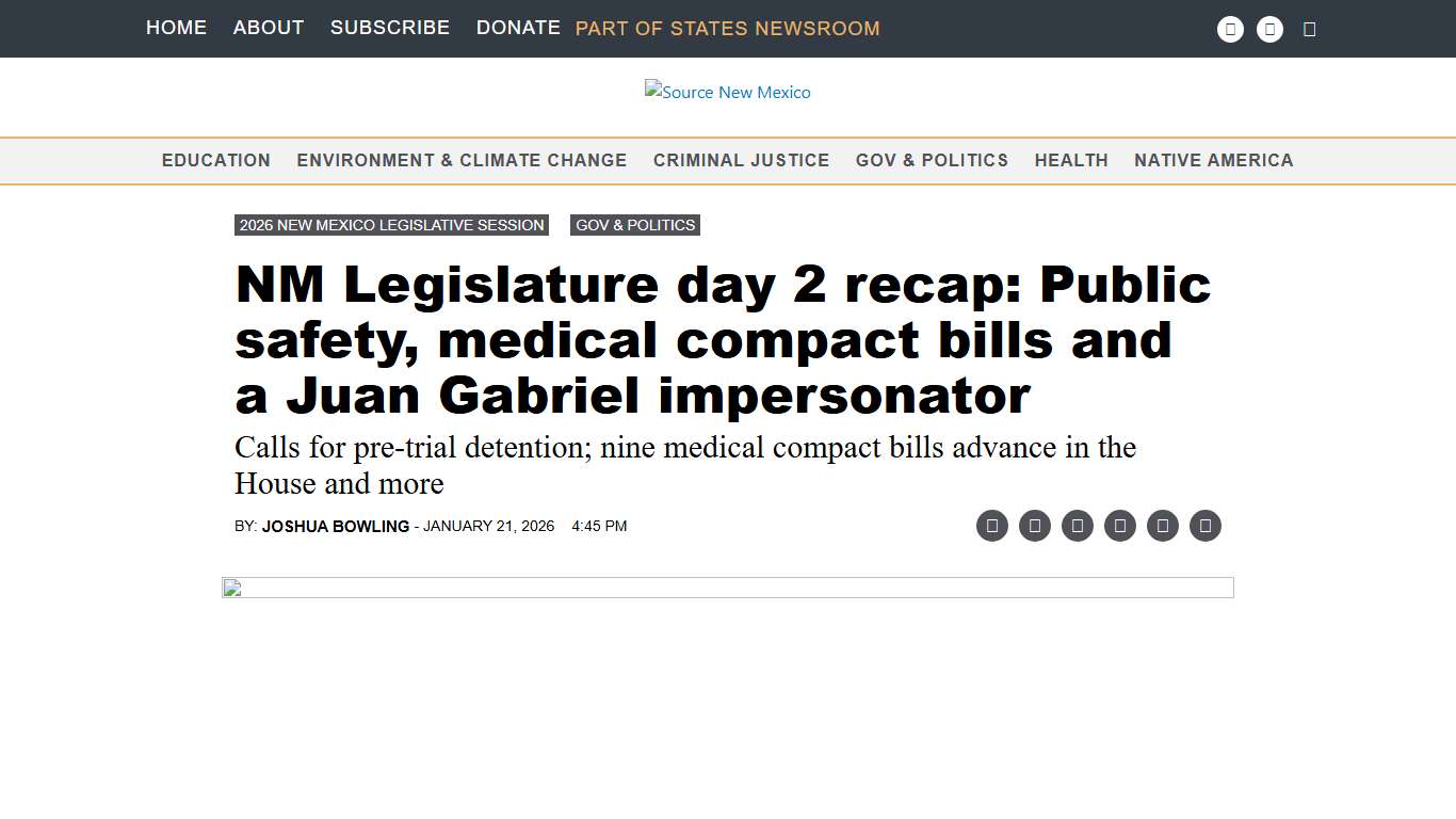 NM Legislature day 2 recap: Public safety, medical compact bills and a Juan Gabriel impersonator • Source New Mexico